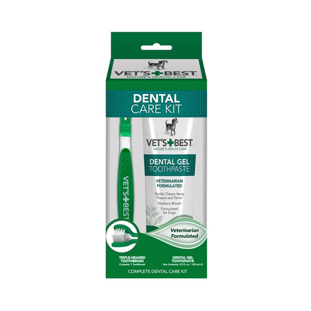 Veterinarian's Best Dental Care Kit with Toothbrush and Gel 3.5oz, Vet's Best