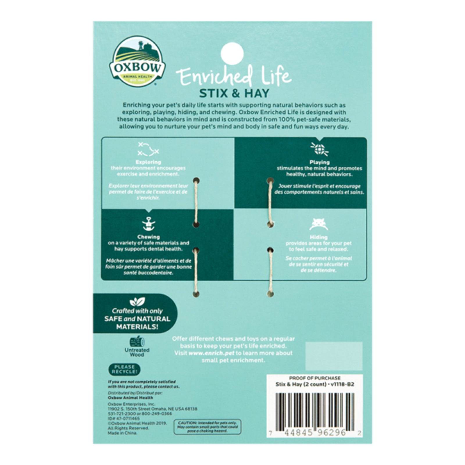 Oxbow Animal Health Enriched Life Stix & Hay Small Animal Toy, One Size, Oxbow