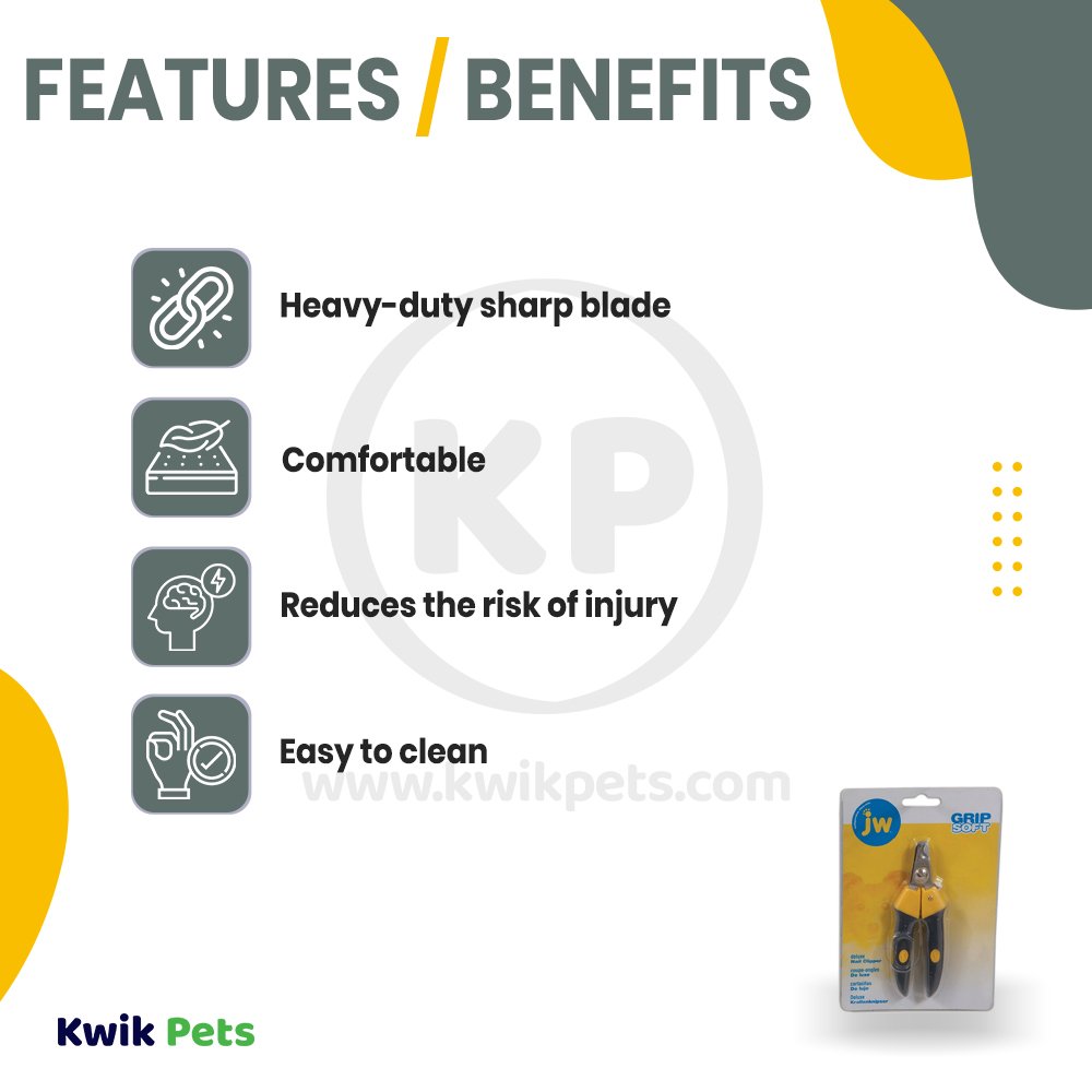 Features and Benefits of JW Pet GripSoft Deluxe Dog Nail Clipper Medium
