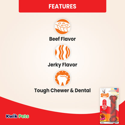 Nylabone Flavor Frenzy Power Chew Dog Toy Beef Jerky Flavor Small/Regular - Up To 25 lb, Nylabone