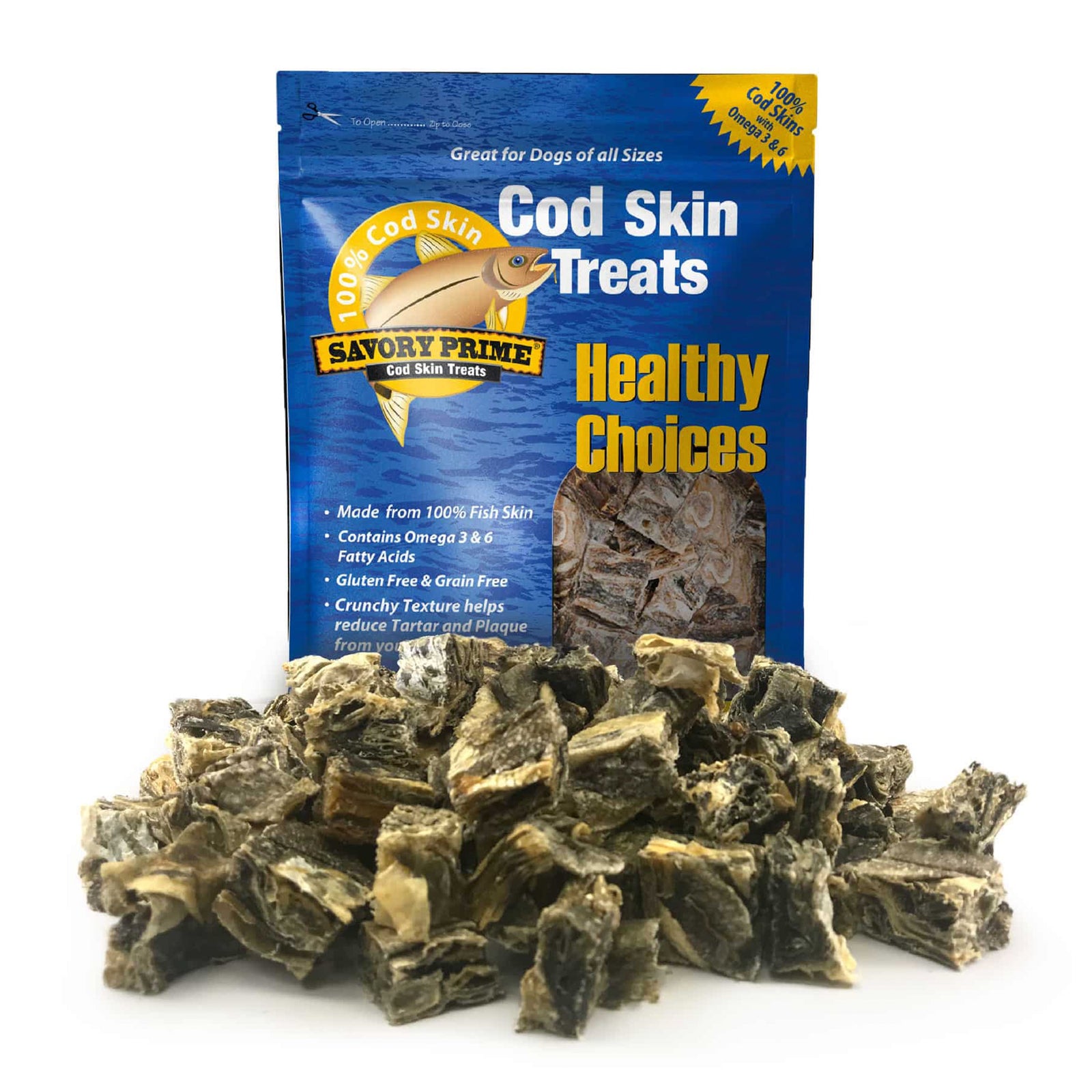 Real Image of Savory Prime Cod Skin Crunchy Bites Dog Treats 4-oz