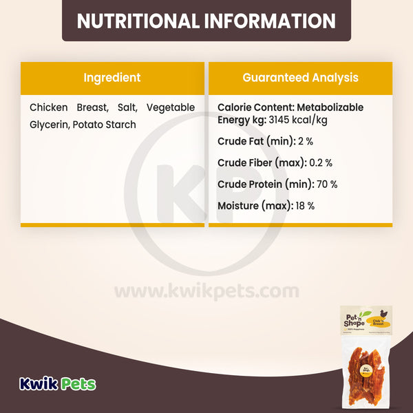 Information about Pet 'n Shape Chik 'n Breast Jerky Dog Treats 4-oz