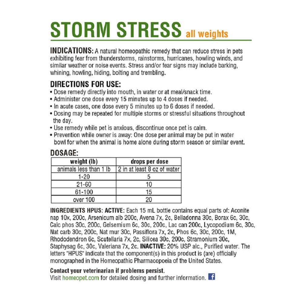 HomeoPet Storm Stress 15 ml, HomeoPet