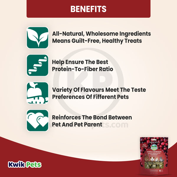 Oxbow Animal Health Simple Rewards Baked Small Animal Treats w/Cranberry, 3 oz, Oxbow