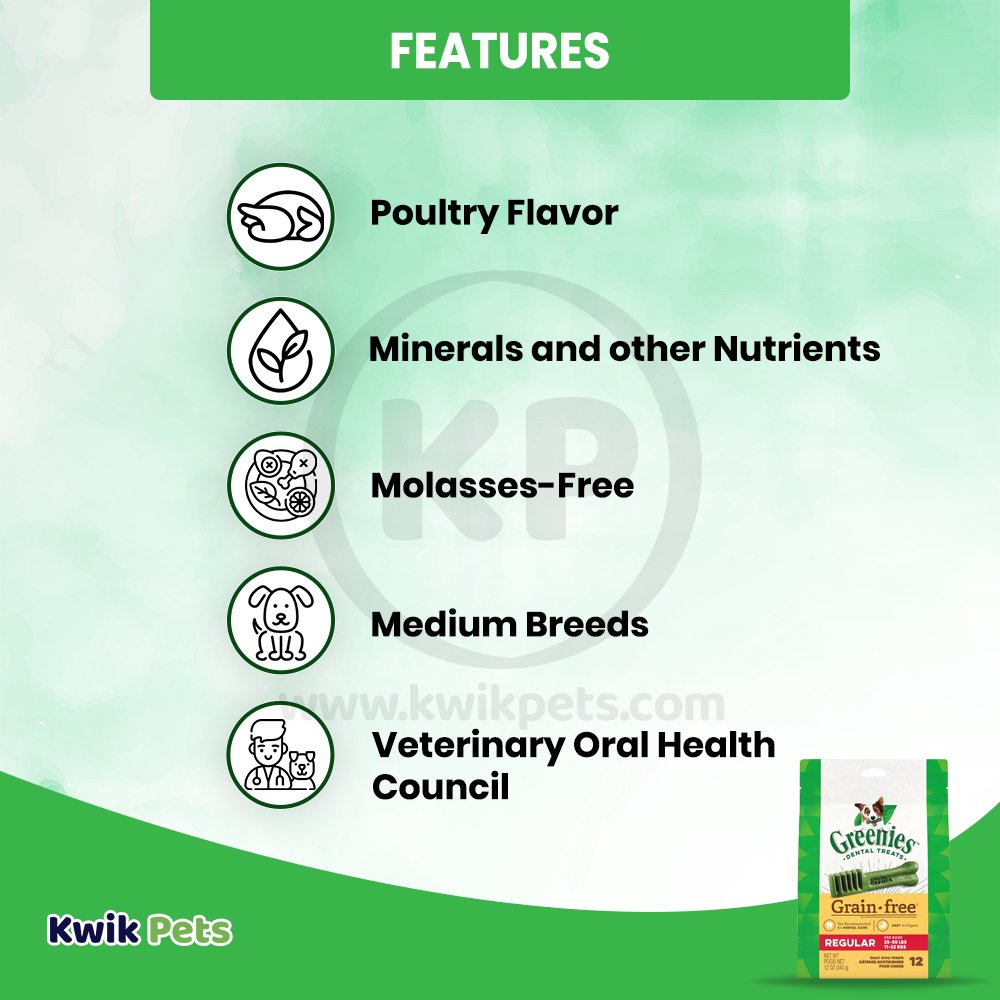 Greenies Grain Free Dog Dental Treats Original, 12 oz, 12 ct, Regular, Greenies