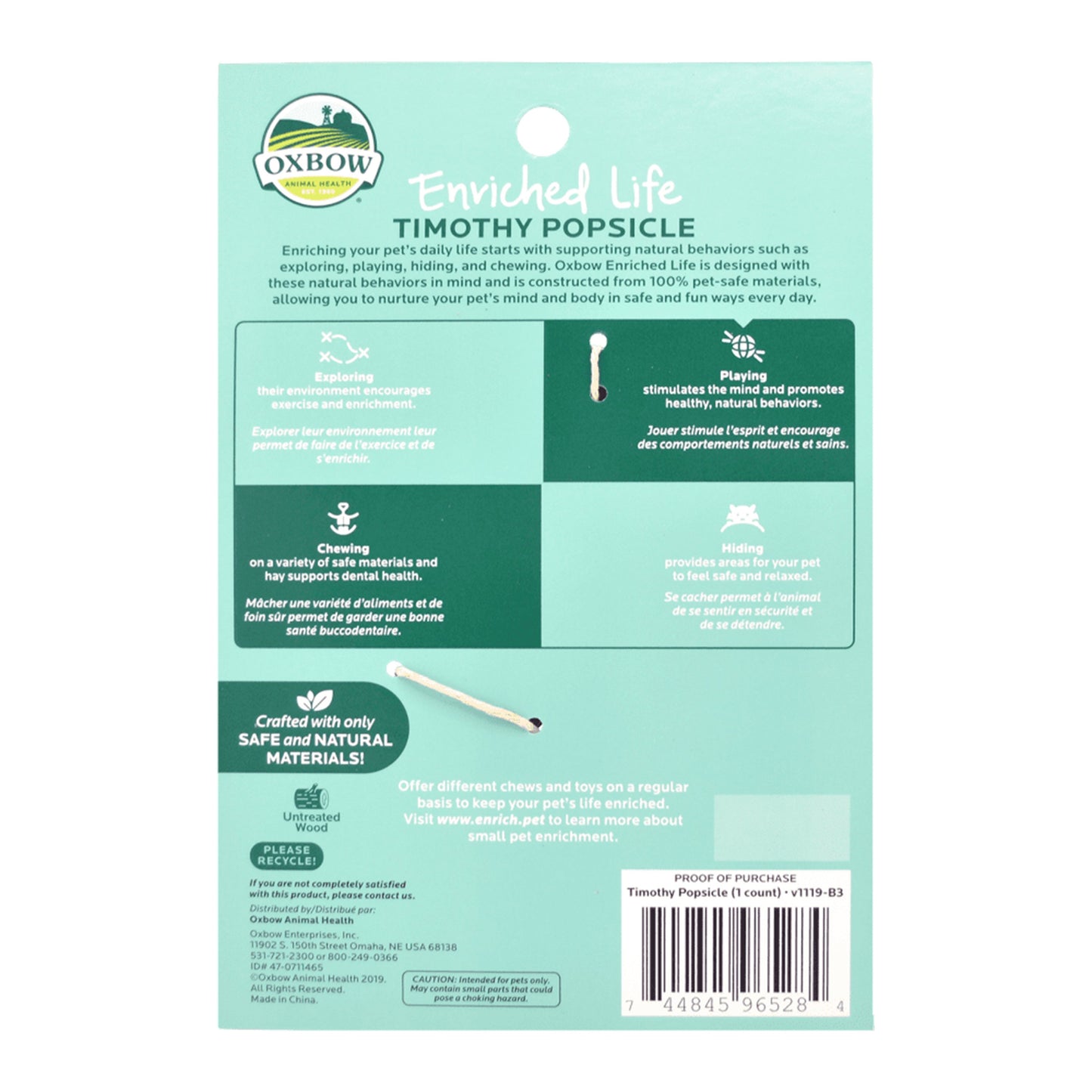 Oxbow Animal Health Enriched Life Timothy Popsicle Small Animal Chew, One Size, Oxbow
