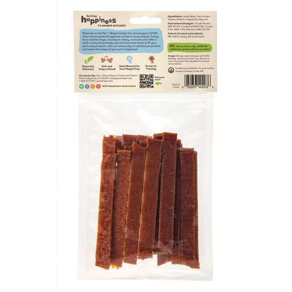Back of Pet 'n Shape Lamb Strips Jerky Dog Treats 3-oz