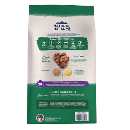 Natural Balance Pet Foods L.I.D. Adult Dry Dog Food Lamb & Brown Rice 26 lb - Kwik Pets