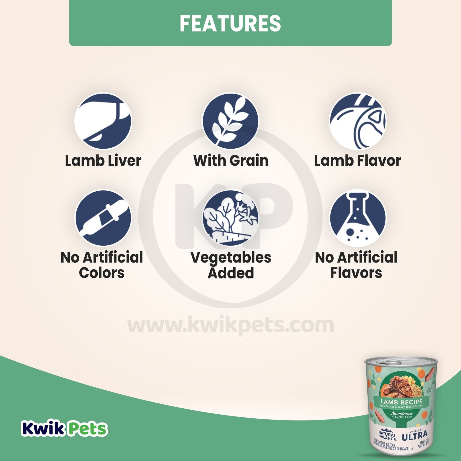 Natural Balance Pet Foods Ultra Premium Lamb Formula Canned Dog Food 13 oz - Kwik Pets