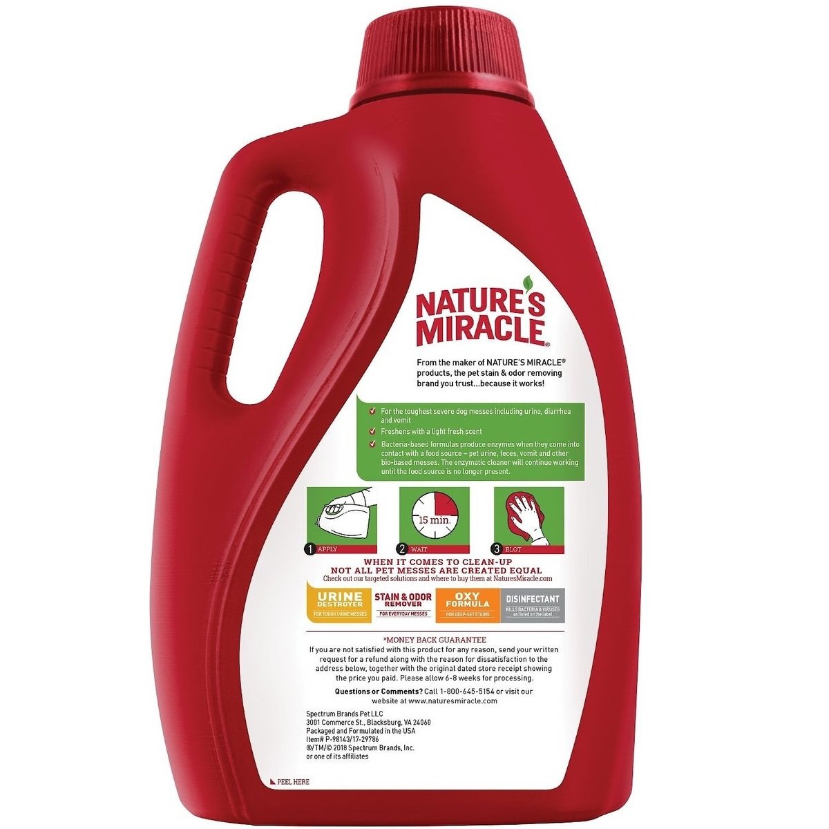 Nature's Miracle Advanced Dog Stain & Odor Remover Pour 128oz - Kwik Pets