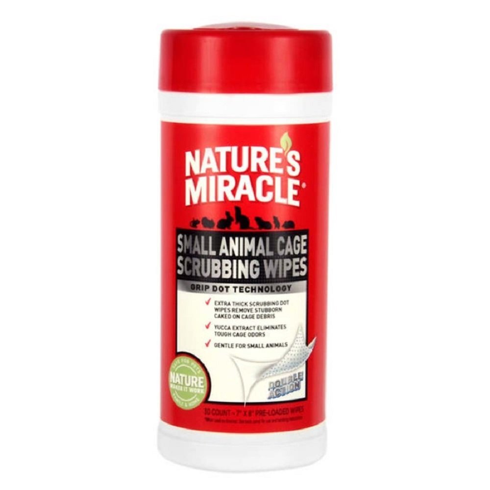 Nature's Miracle Small Animal Cage Scrubbing Wipes 30ct - Kwik Pets