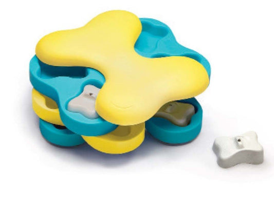 Nina Ottosson Tornado Interactive Dog Toy Blue/Yellow, LG, 11 in - Kwik Pets