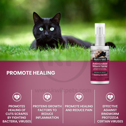 Nutri-Vet Antimicrobial Cat Wound Spray 4oz - Kwik Pets