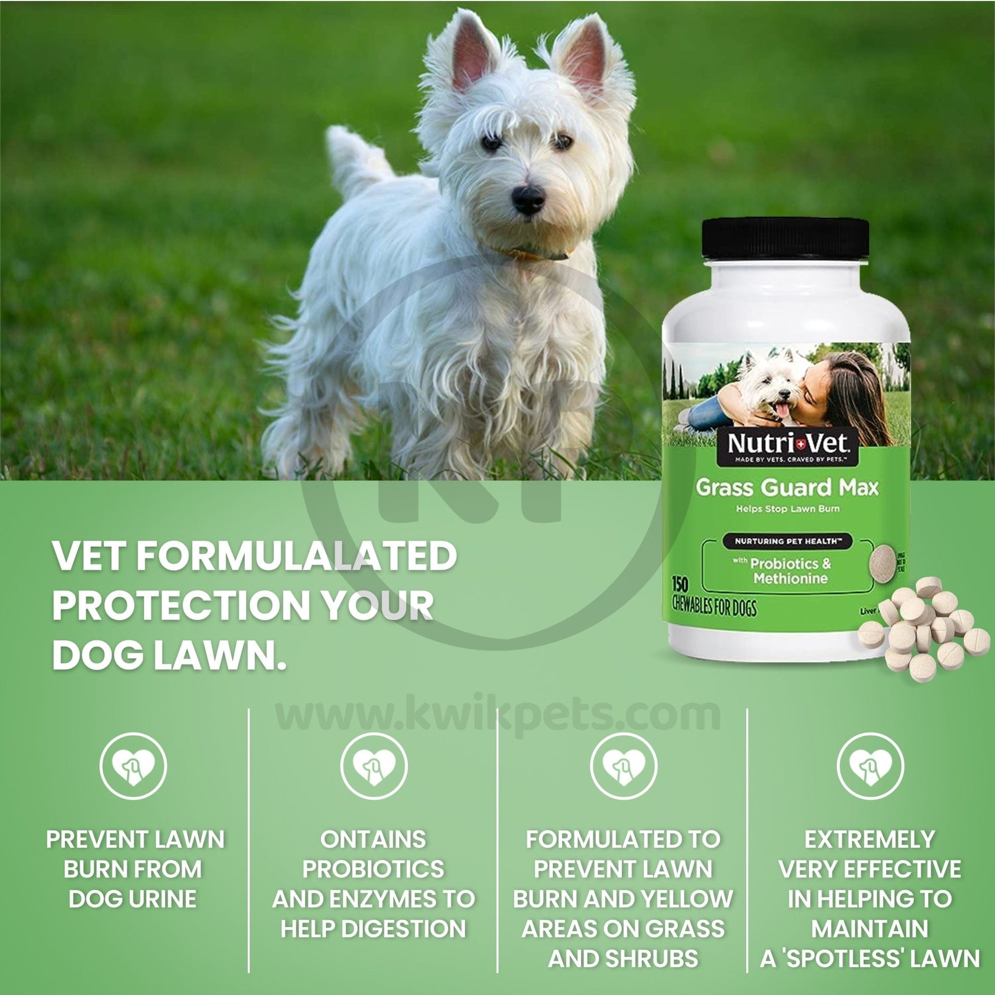 Nutri-Vet Grass Guard Max Chewables for Dogs Liver 150ct - Kwik Pets