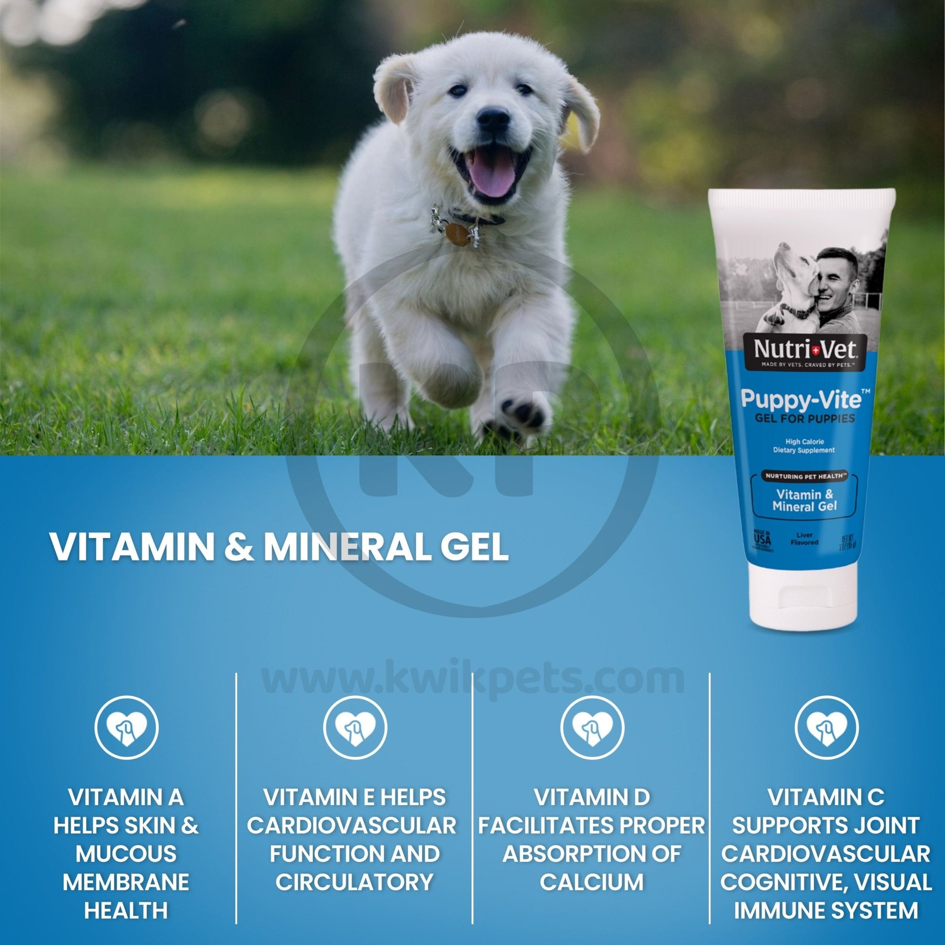Nutri-Vet Puppy-Vite Gel Supplement Liver, 3 oz - Kwik Pets