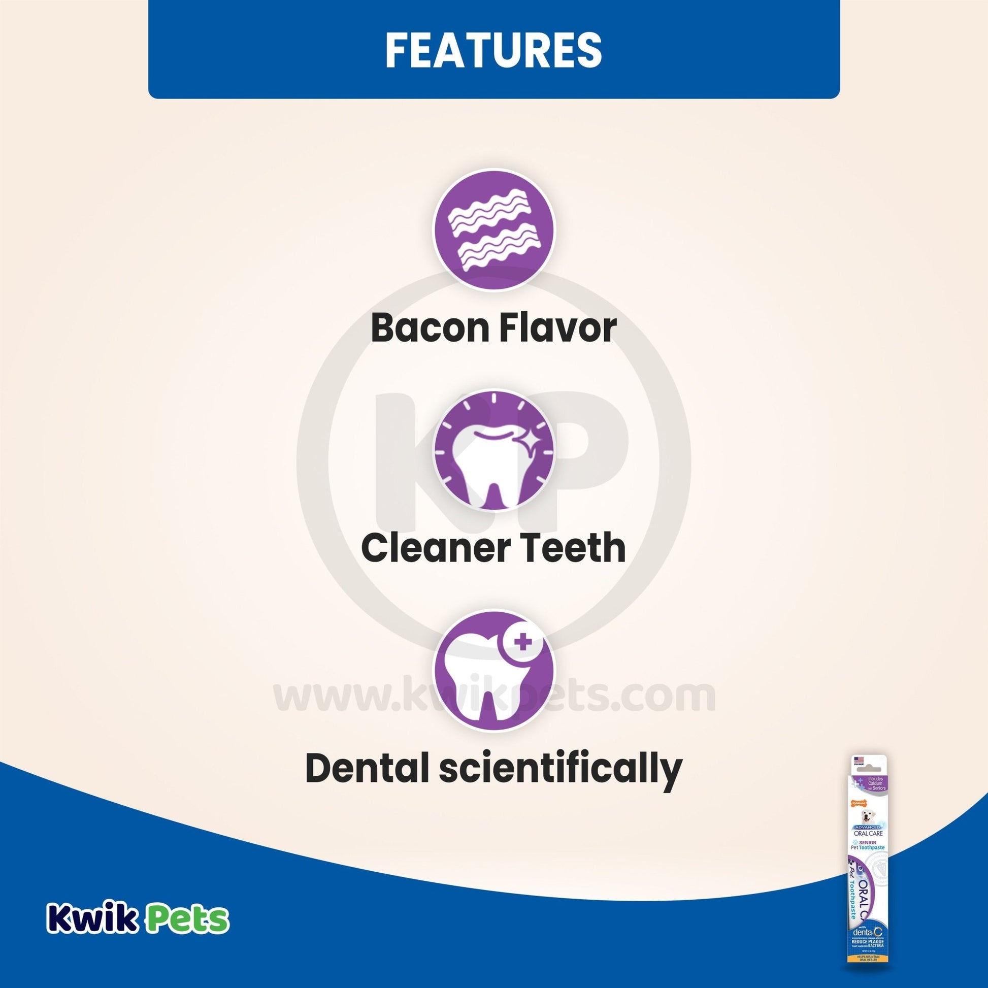Nylabone Advanced Oral Care Senior Toothpaste Bacon Flavor 2.5 oz - Kwik Pets