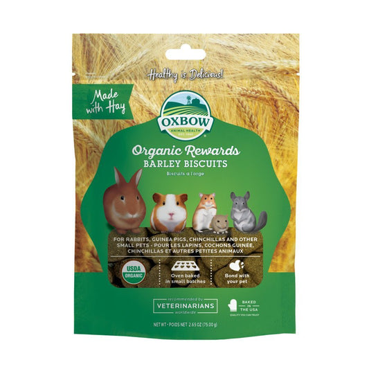 Oxbow Animal Health Organic Rewards Barley Biscuits Small Animal Treat, 2.65 oz - Kwik Pets