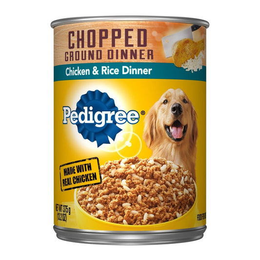 Pedigree Chopped Ground Dinner Adult Wet Dog Food Chicken & Rice, 13.2 oz - Kwik Pets