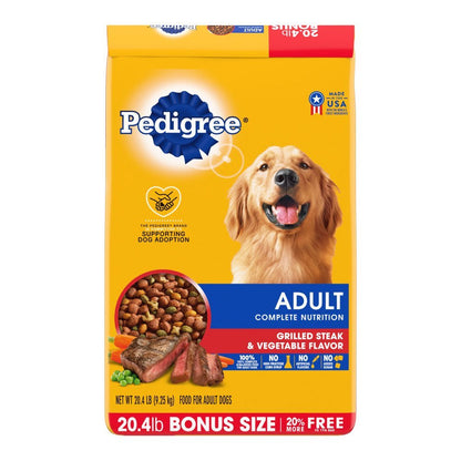 Pedigree Complete Nutrition Adult Dry Dog Food Grilled Steak & Vegetable 20 lb - Kwik Pets