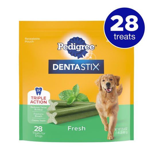 Pedigree DENTASTIX Dog Dental Treat Fresh Resealable Pouch, 28ct - Kwik Pets
