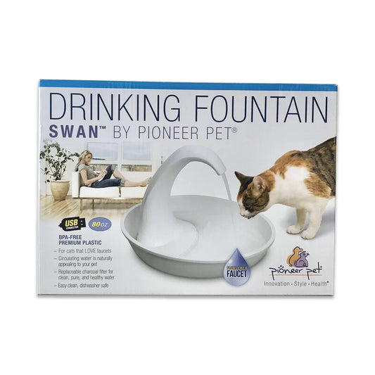 Pioneer Pet Swan Pet Drinking Fountain: 80oz Water Capacity - Kwik Pets