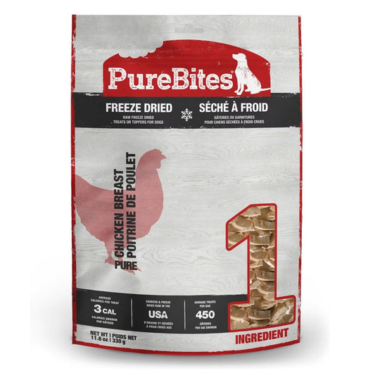 PureBites 100% USDA Freeze Dried Chicken Breast Dog Treats 11.6oz / 330g Super Value - Kwik Pets