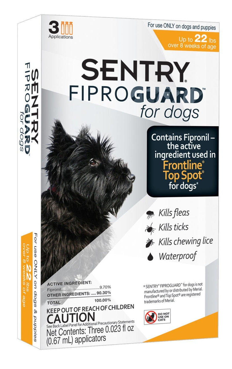 SENTRY FiproGuard Dog Flea & Tick Squeeze-on 0.069 oz, 3 ct - Kwik Pets