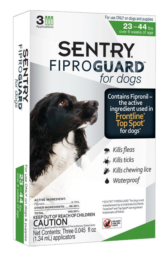 SENTRY FiproGuard Dog Flea & Tick Squeeze-On 23-44lb 3ct - Kwik Pets
