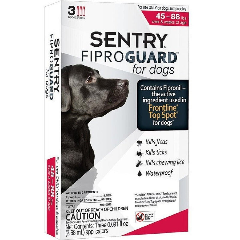 SENTRY FiproGuard Dog Flea & Tick Squeeze-On 45-88lb 3ct - Kwik Pets