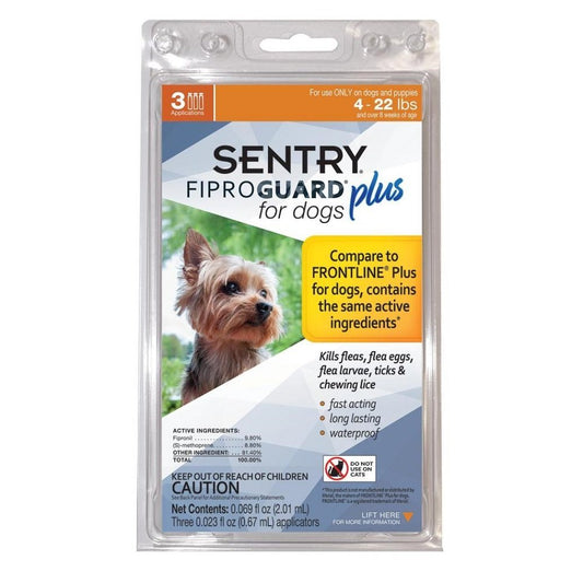 Sentry Fiproguard Plus Dog Flea & Tick Spot-on 4-22 Lb, 3 Pk - Kwik Pets