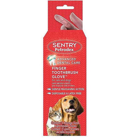 Sentry Petrodex Finger Glove Dog & Cat Toothbrush, 5 count - Kwik Pets