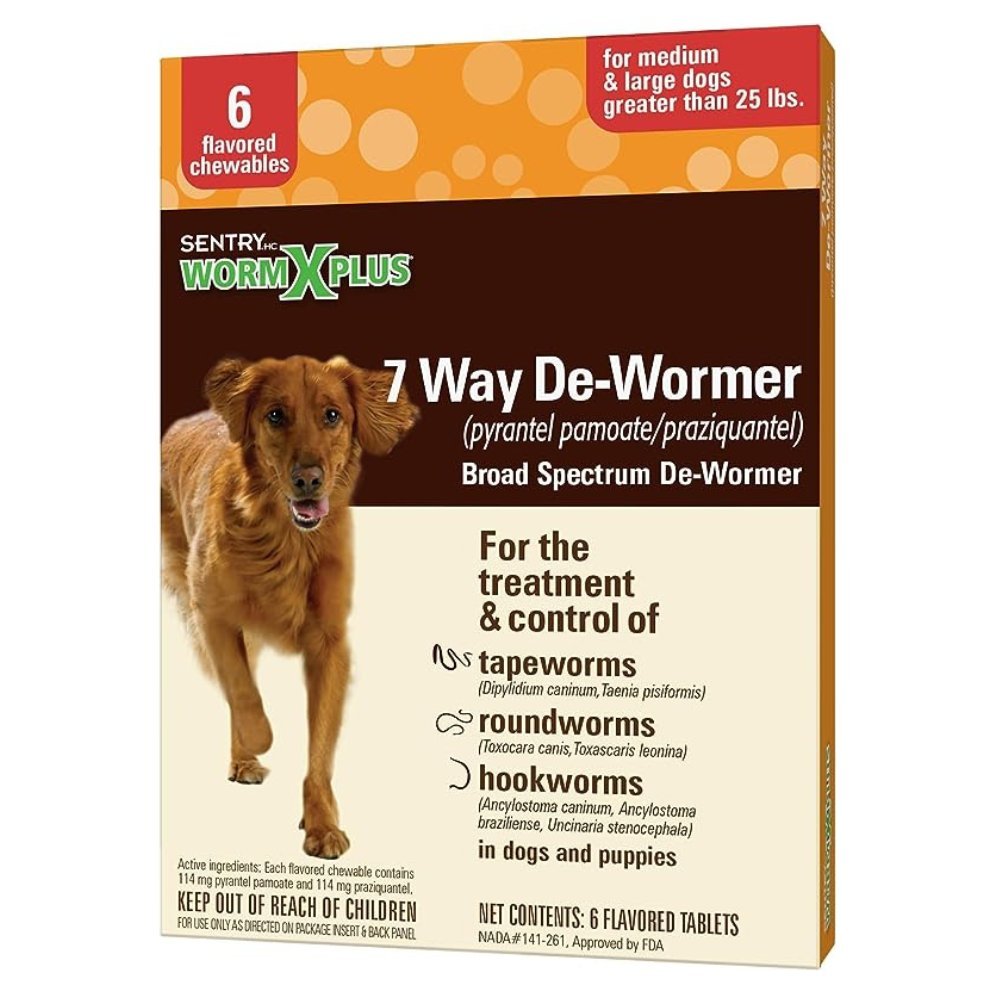 Sentry Worm X Plus 7 Way De-wormer For Large Dogs 6 Count - Kwik Pets