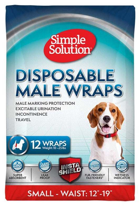 Simple Solution Disposable Male Wraps White, MD, 12 pk - Kwik Pets