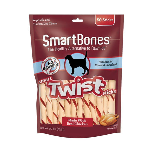 SmartBones Smart Twist Sticks Dog Treat Chicken, 50 pk - Kwik Pets