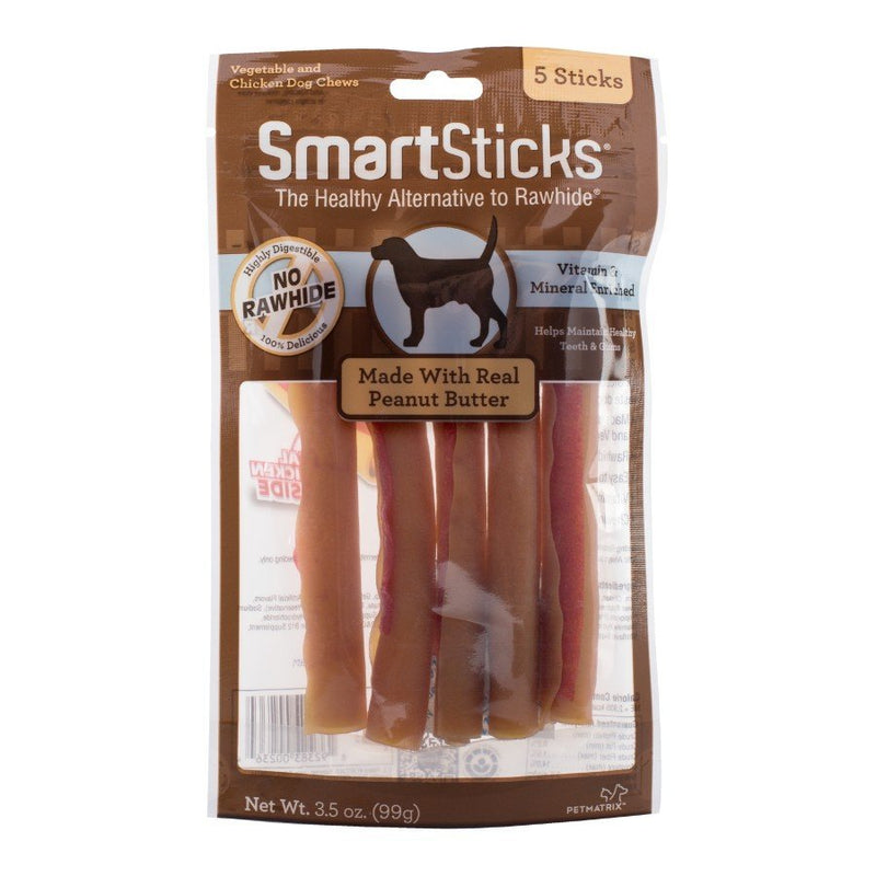 SmartBones SmartSticks Dog Treat Peanut Butter, 5 pk - Kwik Pets