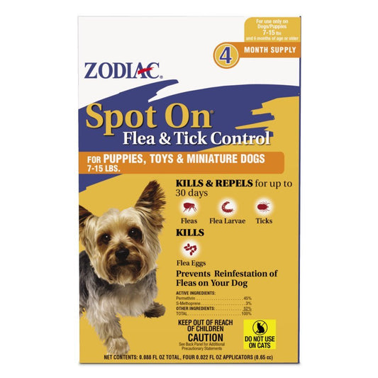 Spot On Flea & Tick Control Puppies, Toys And Miniature Dogs 7-15 lb, 4 pk - Kwik Pets