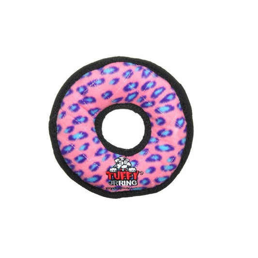 Tuffy Jr Ring Durable Dog Toy Pink Leopard, 7 in - Kwik Pets