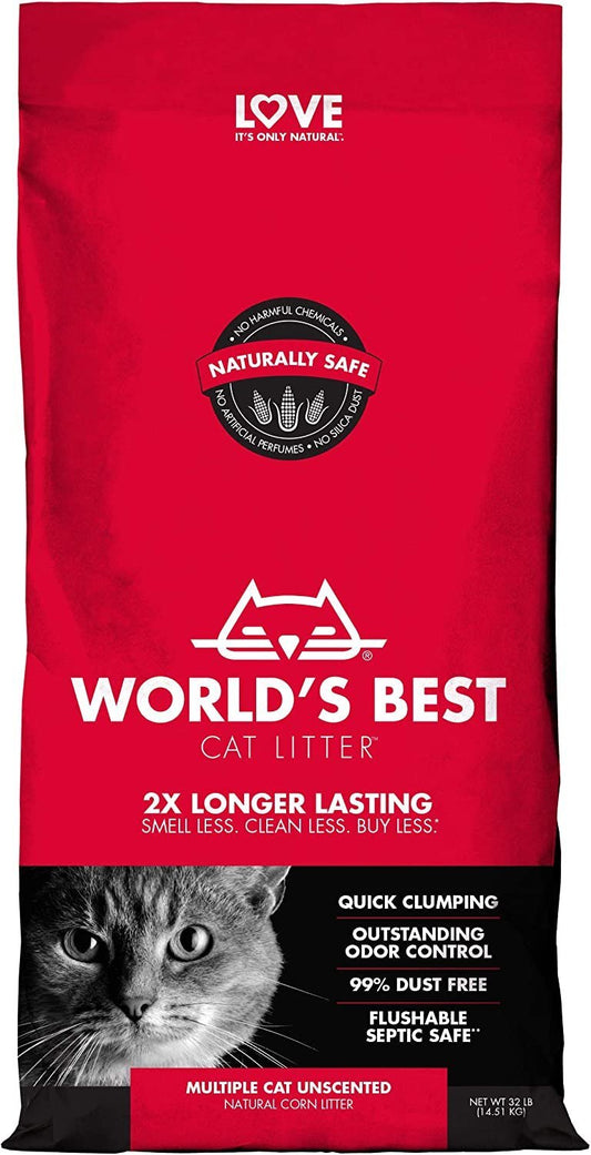 World's Best Cat Litter Multiple Cat Unscented Cat Litter, 15 lb - Kwik Pets