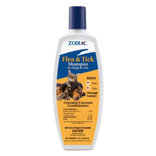 Zodiac Flea and Tick Shampoo for Dogs and Cats, 12 oz - Kwik Pets