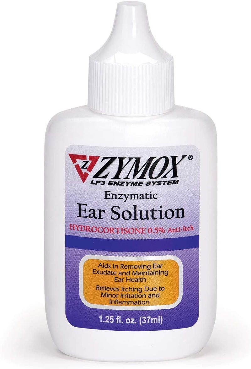 Zymox Ear Solution with .5% hydrocortisone bottle, 1.25 oz - Kwik Pets